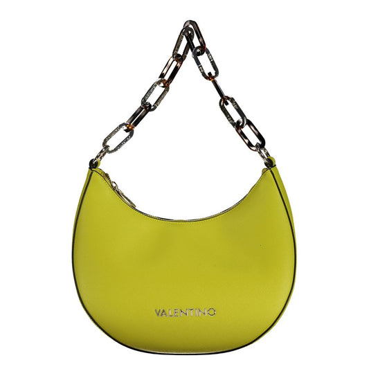 Mario Valentino Yellow Polyethylene Women Handbag with chain strap and logo, chic design for versatile styling.
