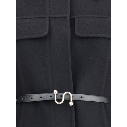 Max Mara Black Fleece Wool Coat