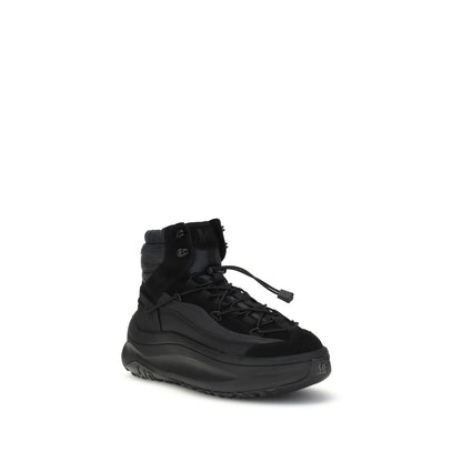 Moon Boot Black Polyester Athletic Sneakers with mid-top silhouette and adjustable drawstring, featuring tubular crossover laces.