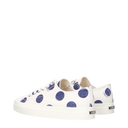 Moschino White Fabric Low Top Sneakers