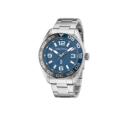 NAUTICA Mod. NAPFWS307 gent's quartz analog watch with 5 ATM water resistance, mineral dial, 44mm case, in official box.
