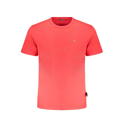 Napapijri Red Cotton T-Shirt, short sleeve, regular fit, crew neck, with embroidery logo, made from 100% organic cotton.