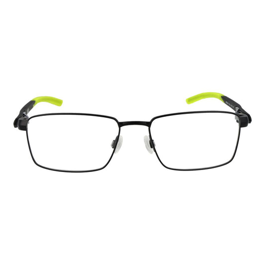Nike Black Men Glasses Frame, full-rim metal, rectangle style, black frame, demo plastic lenses, size 54-17-140