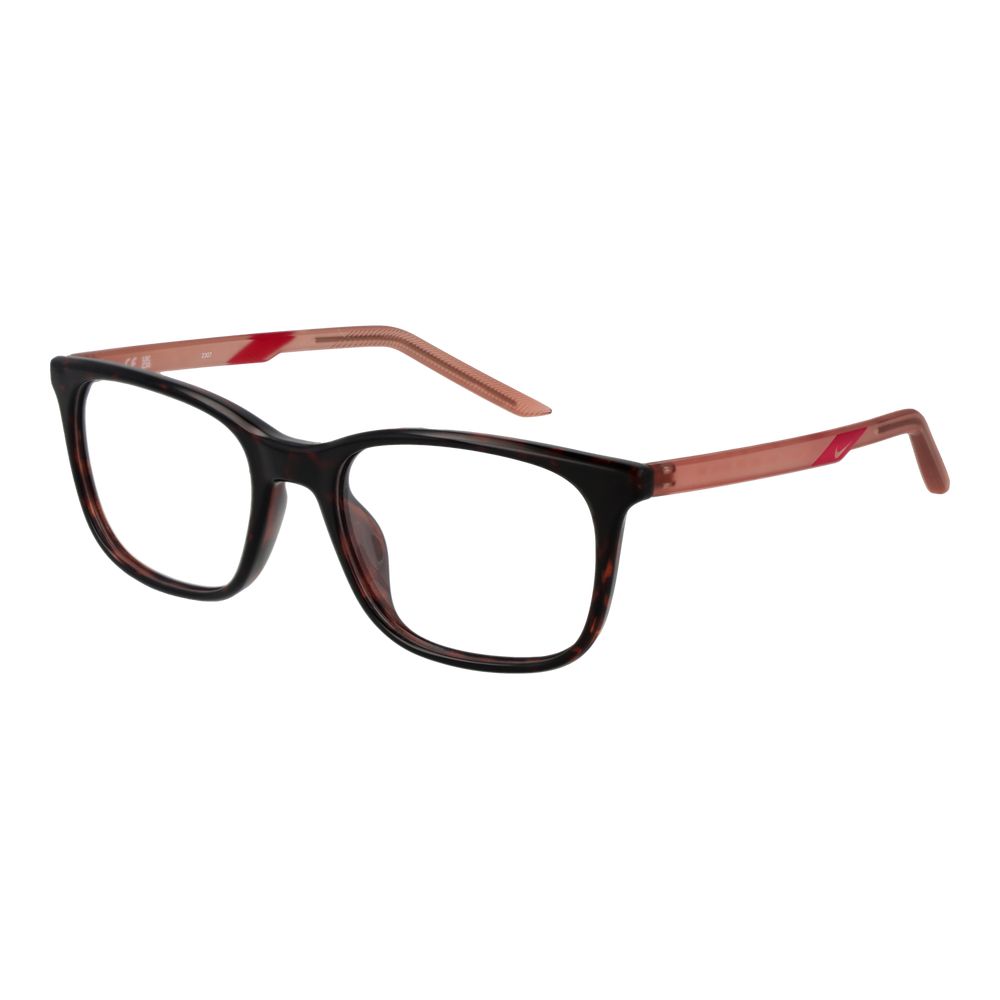 Nike Green Women Glasses Frame in full-rim stainless steel with a rectangle shape, brown frame, and demo lenses. Size 53-18-145.