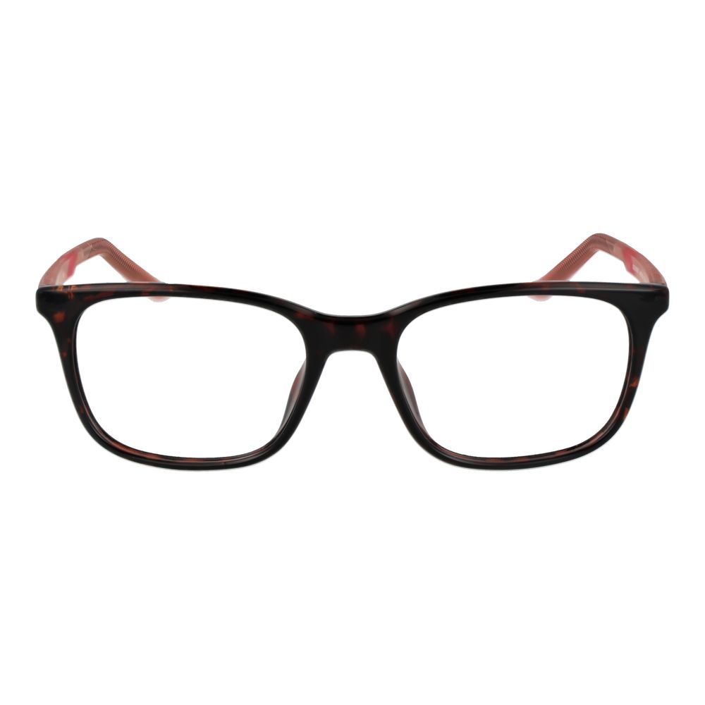 Nike Green Women Glasses Frame with full-rim stainless steel and rectangle style, lenses width 53mm, brown frame, includes branded case