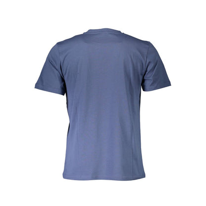 Back view of North Sails Blue Cotton Men T-Shirt showcasing its sleek design and premium fabric.