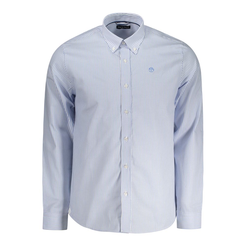 North Sails Light Blue Cotton Men Shirt with stripes and button-down collar.
