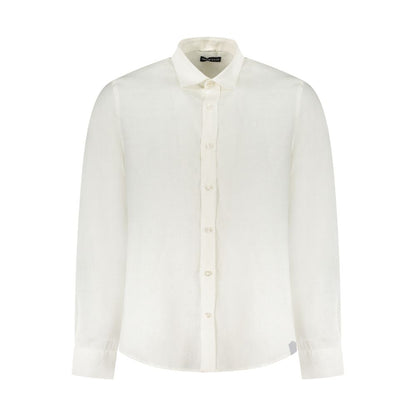 North Sails White Linen Shirt with long sleeves, Italian collar, and buttons