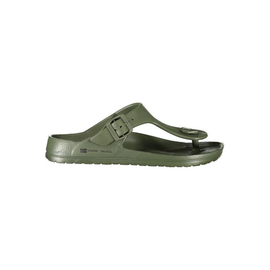 Norway 1963 Green Plastic Mens Sandal with adjustable buckle and logo, offering comfort and style for the modern man