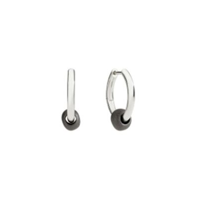 Orecchini Dodo Mod. DOC5033PEPIT0AGTI silver hoops with black charm