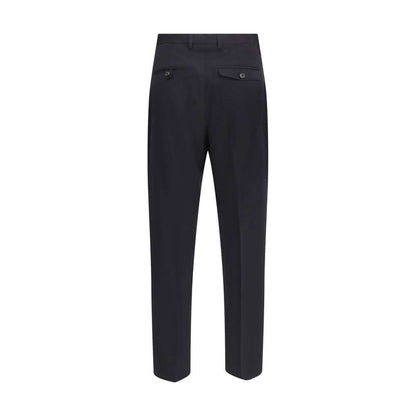 Our Legacy Black Fleece Wool Chino Pants with back view showing pockets and belt loops.