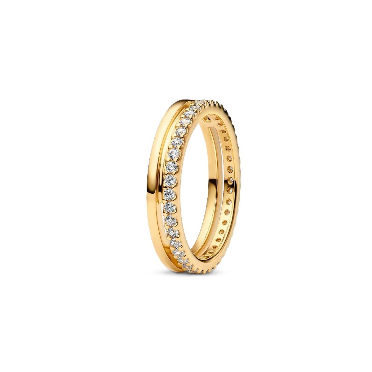 Gold ring with diamonds, PANDORA JEWELRY Mod. 163799C01-56