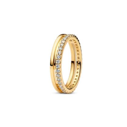 Gold ring with diamonds, PANDORA JEWELRY Mod. 163799C01-56