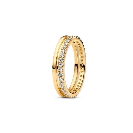 Gold ring with diamonds, PANDORA JEWELRY Mod. 163799C01-56