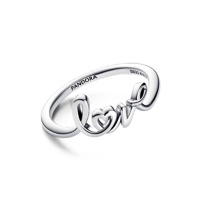 PANDORA JEWELRY Mod. 193058C00-54 silver ring with 'love' design