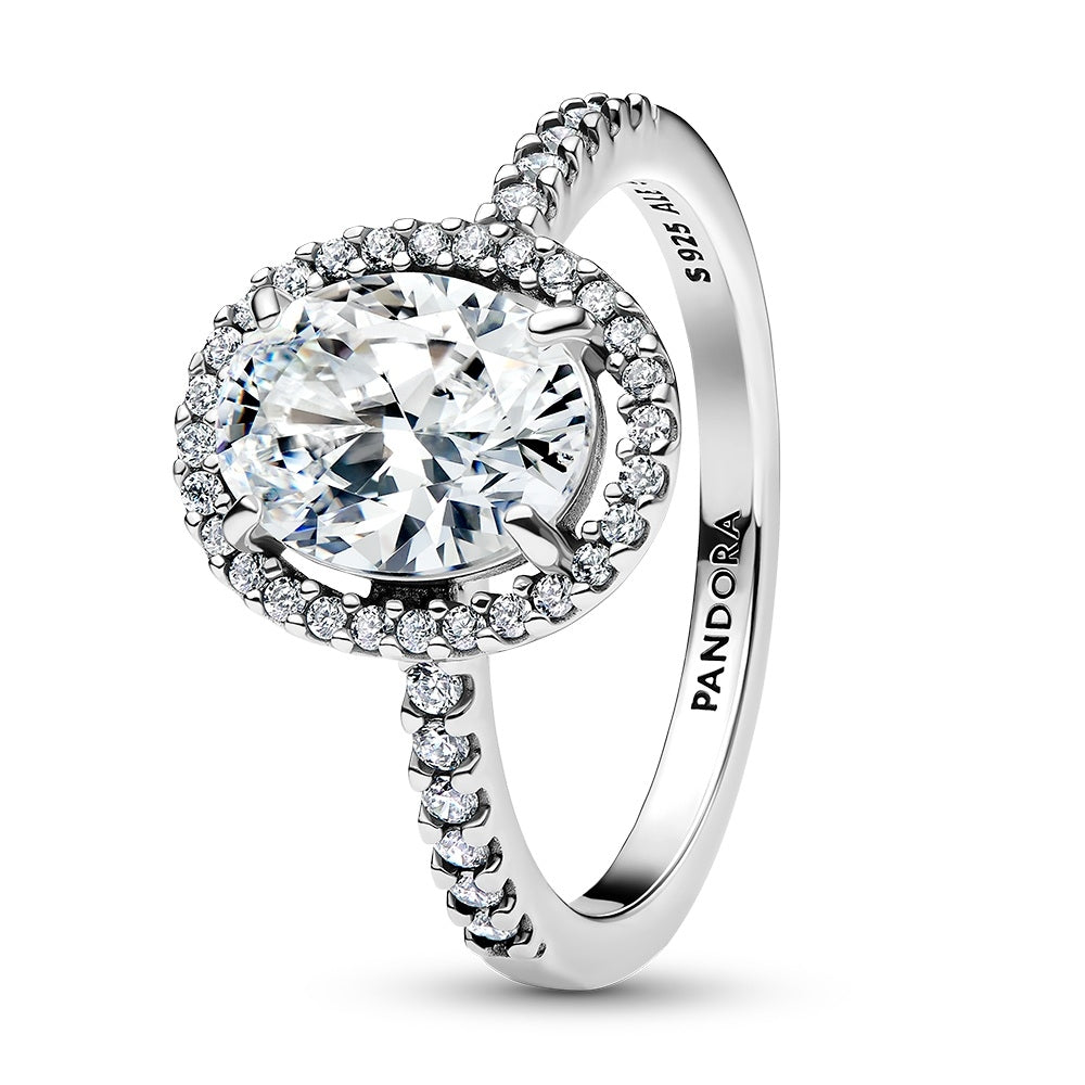 Alt Tag: PANDORA JEWELRY Mod. 193777C01-50 elegant silver ring with sparkling gemstones and exquisite design.