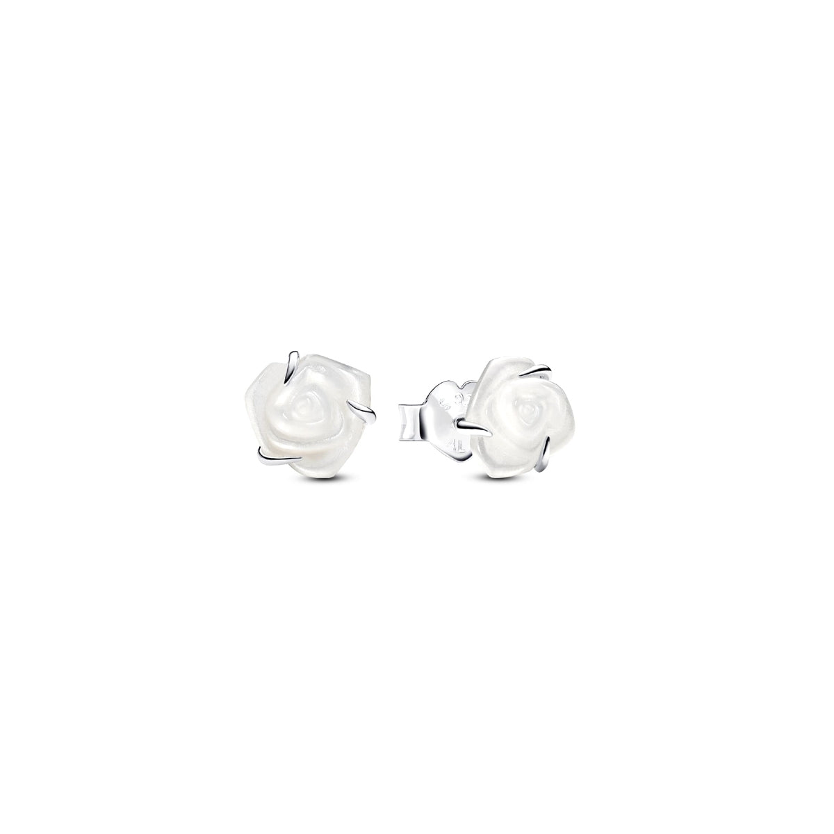 PANDORA JEWELRY Mod. 293209C01 rose-shaped white earrings