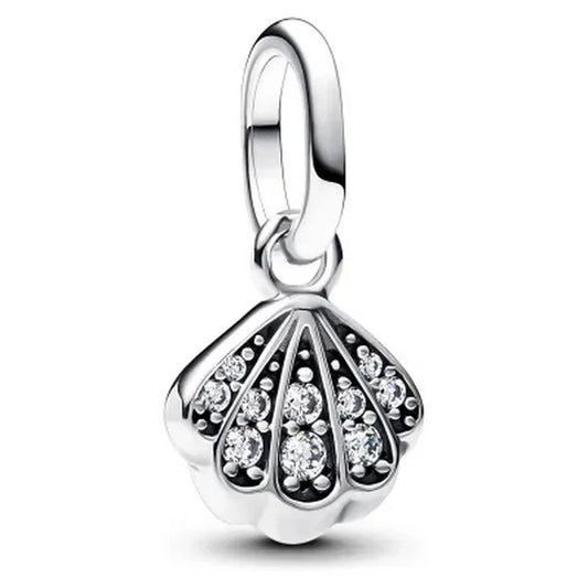 PANDORA JEWELRY Mod. 793855C01 silver seashell charm with sparkling stones