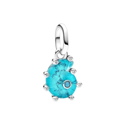 Alt Tag: PANDORA JEWELRY Mod. 793900C01 turquoise charm with silver accents.