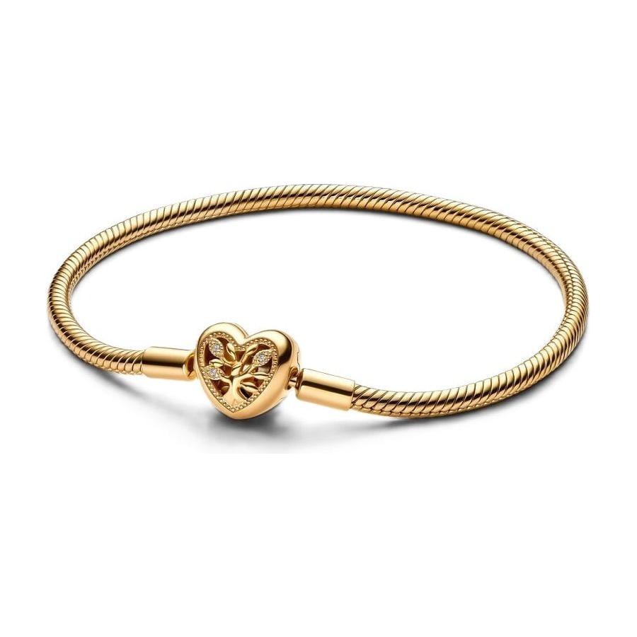 PANDORA MOMENTS Mod. FAMILY TREE HEART CLASP SNAKE CHAIN - Size 19