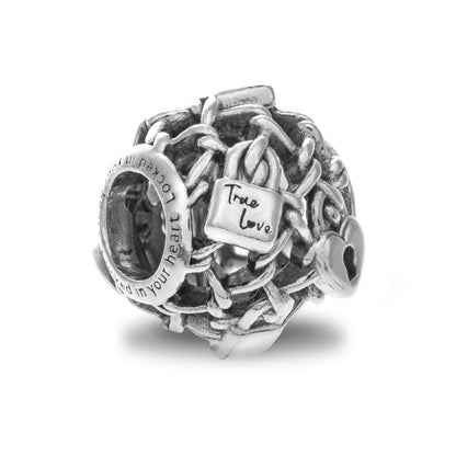 PANDORA Mod. 790071C00 silver charm with "True Love" engraving, 925° silver, water-resistant, quartz analog, official box included.