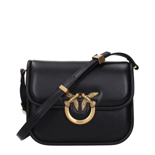 PINKO Black Leather Crossbody Bag