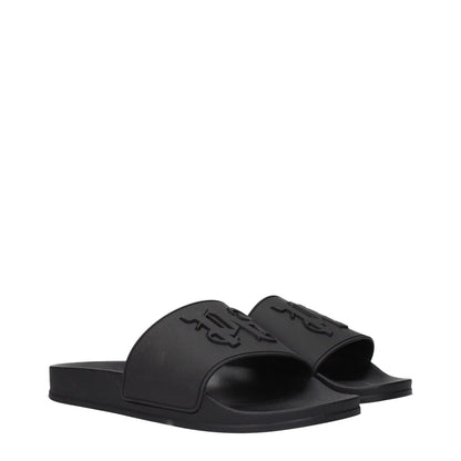 Palm Angels Black Cotton Slippers