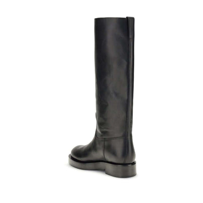 Paris Texas Black Leather Boots with block heel and round toe, crafted from soft leather for elegant and versatile style.