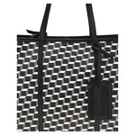 Pierre Hardy Cab Tote Bag with cube perspective motif, canvas and calfskin finish, showcasing elegant design and functionality.