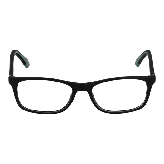 Polaroid Black Men Glasses Frame, full-rim rectangle shape with polyamide material and demo lenses, size 54-17-145.