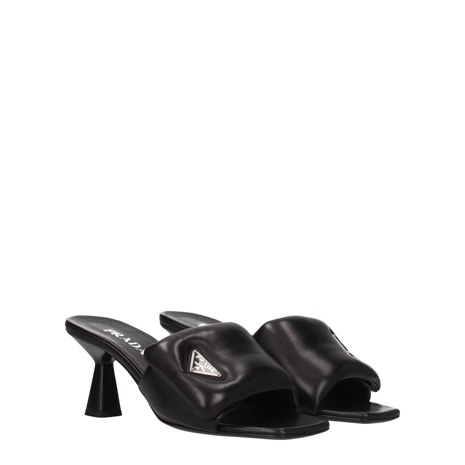 Prada Black Leather Platform Sandals