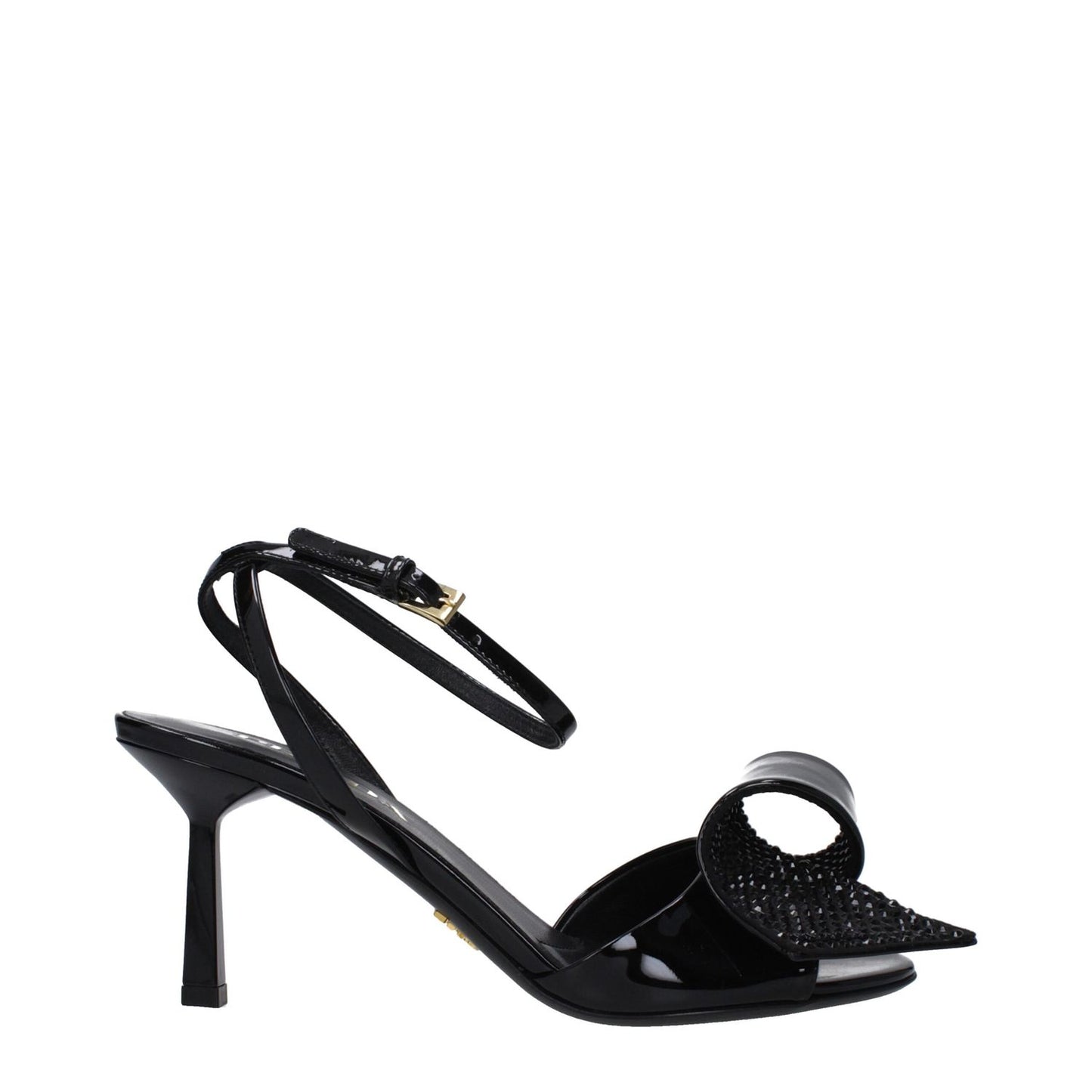 Prada Black Leather Stiletto Heel Sandals