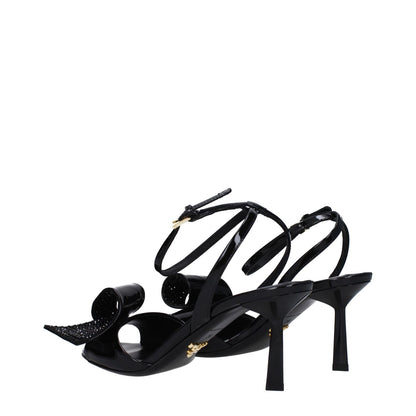 Prada Black Leather Stiletto Heel Sandals