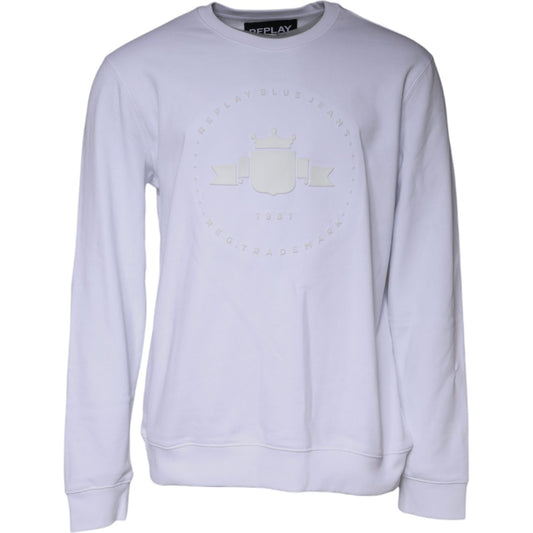 Replay White Embossed Logo Crew Neck Men Sweatshirt Sweater TSH86985-56