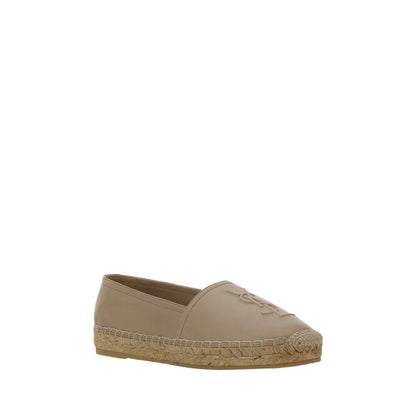 Saint Laurent Brown Lamb Ovis Aries Aries Espadrilles with monogram and rope detail on flat sole, AW25 collection.