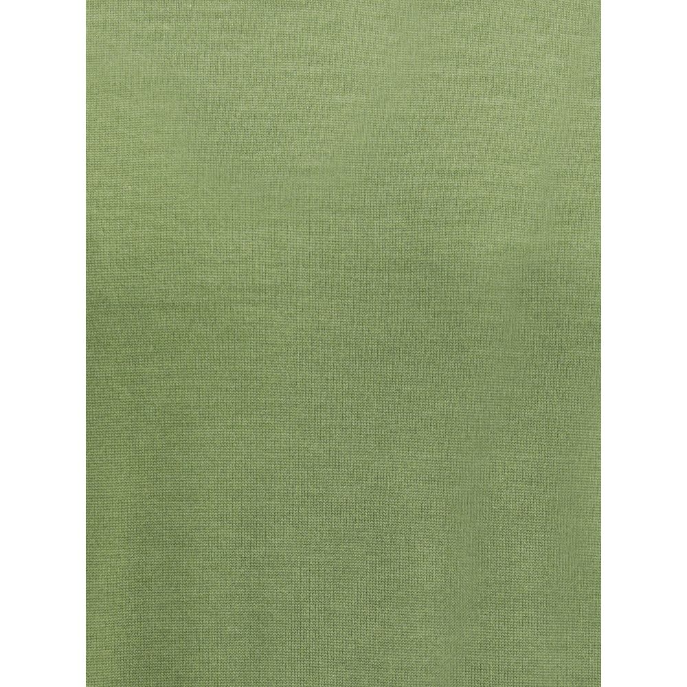 Saint Laurent Green Wool Turtleneck fabric detail showing texture and color.