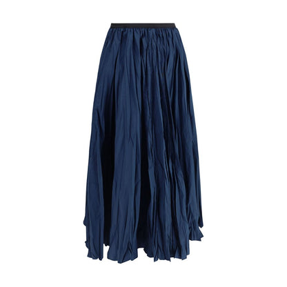 Sara Roka Blue Polyester Midi Skirt