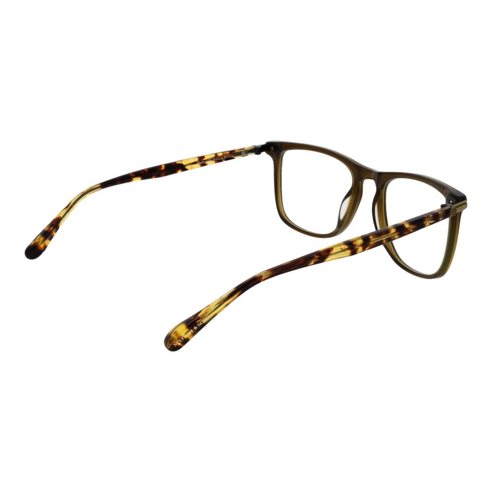 Scotch & Soda Green Men Glasses Frame with acetate full-rim rectangle style, demo lenses, and tortoiseshell temples.