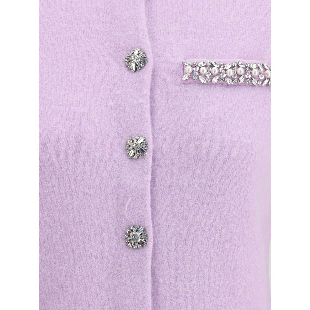 Self-Portrait Purple Viscose Cardigan