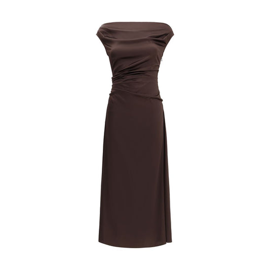 Staud Brown Silk Cocktail Dress