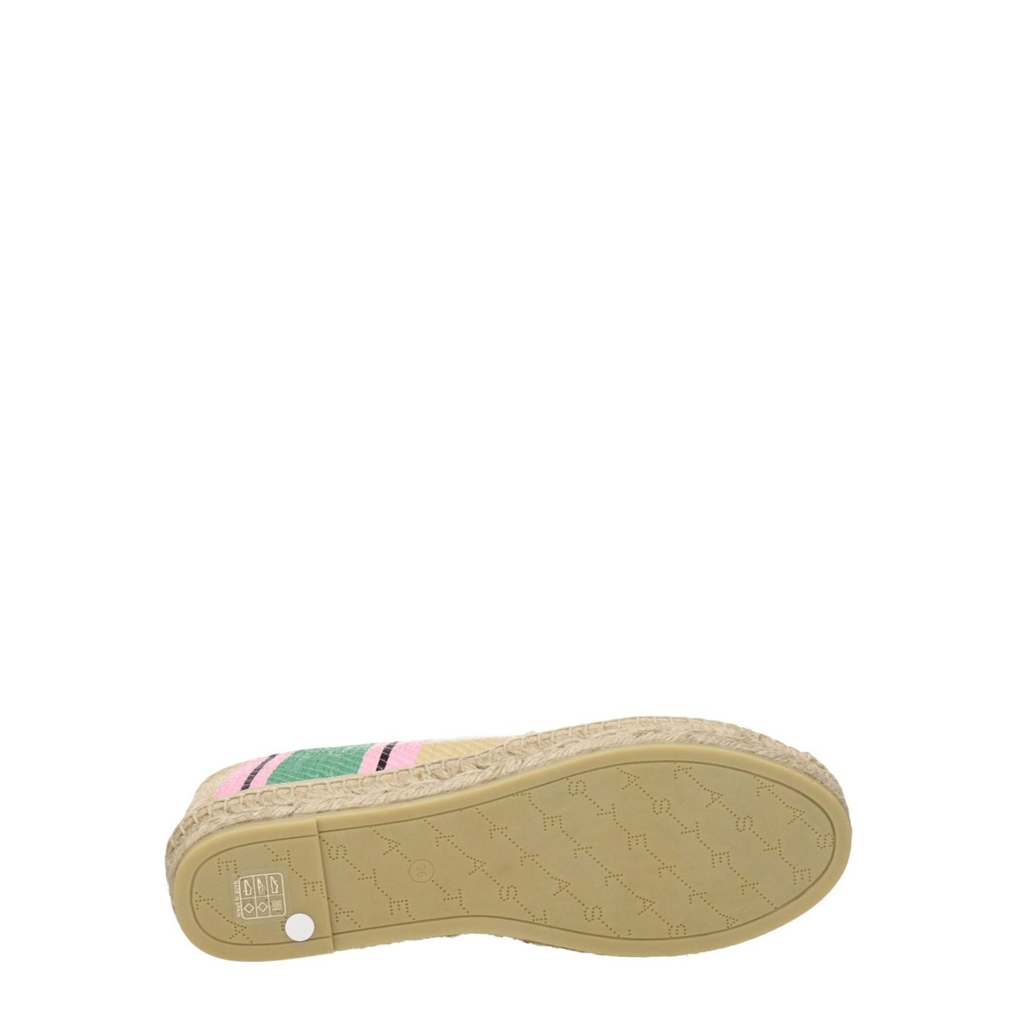 Stella McCartney Multicolor Fabric Espadrilles with rubber sole and round toe, featuring logo detail. Casual style with self-tie closure.