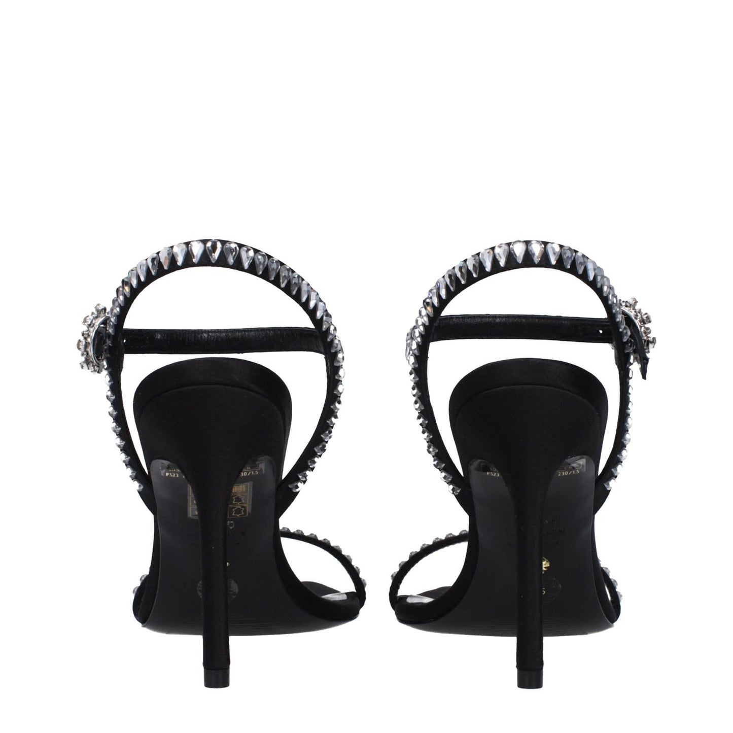 Stuart Weitzman Black Satin Stiletto Heel Sandals