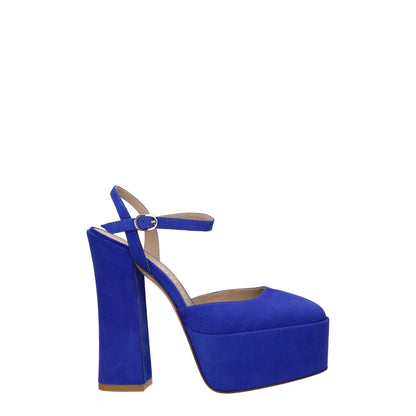 Stuart Weitzman Blue Leather Platform Sandals