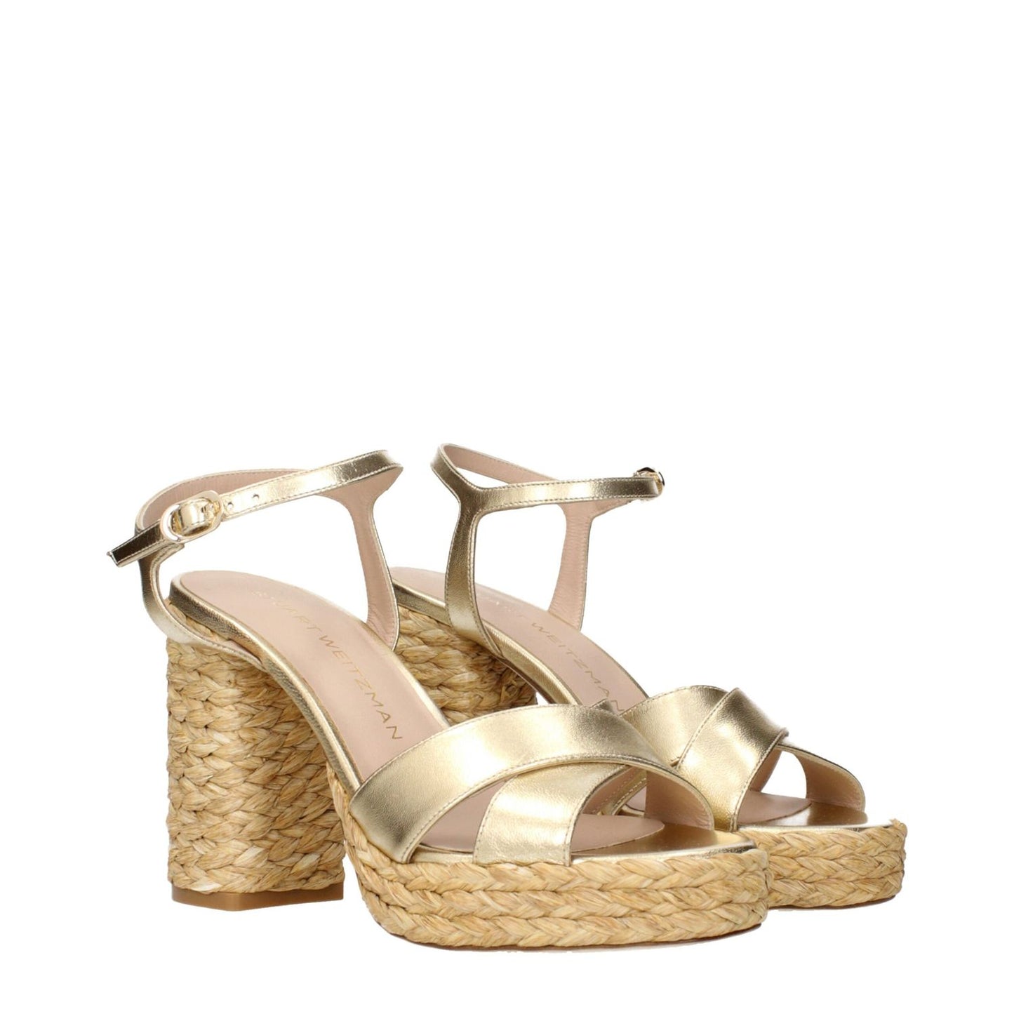 Stuart Weitzman Gold Leather Platform Sandals