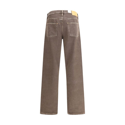 Back view of Sunflower Brown Cotton Relaxed Fit Jeans with eco-friendly features and twisted seams.