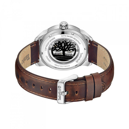 Back view of TIMBERLAND WATCHES Mod. TDWGE0055203 with leather strap and engraved case back.