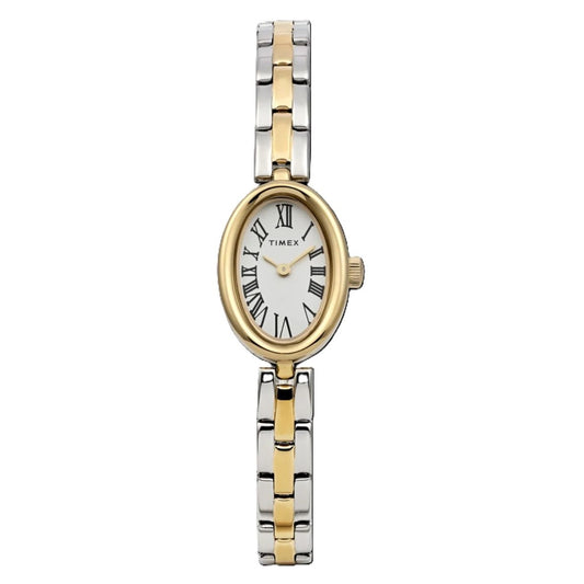 TIMEX WATCHES Mod. TW2Y26800 featuring gold and silver two-tone bracelet with oval dial.