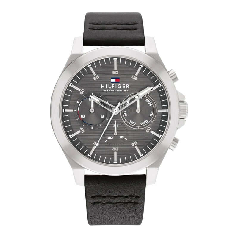 TOMMY HILFIGER Mod. 1710521 watch, gent's quartz analog with mineral dial, 24h functions, 46mm case, 5 ATM water resistant, in official box.