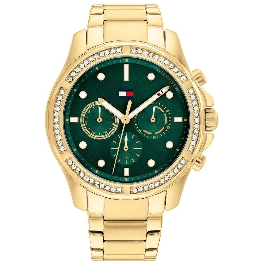 TOMMY HILFIGER Mod. 1782614 ladies quartz analog watch, 41mm case, green dial, bracelet type, water-resistant 5 ATM, mineral dial