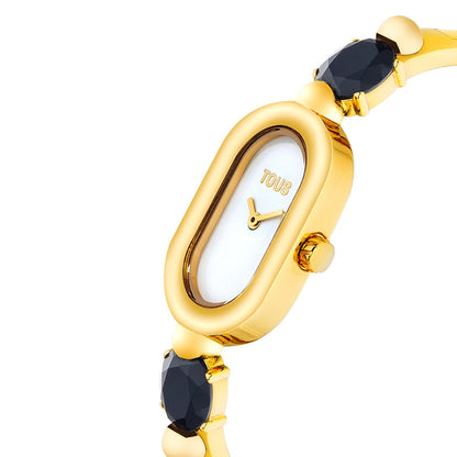 Luxury TOUS WATCHES Mod. 3000138600 with gold finish and black accents, elegant design suitable for sophisticated style.